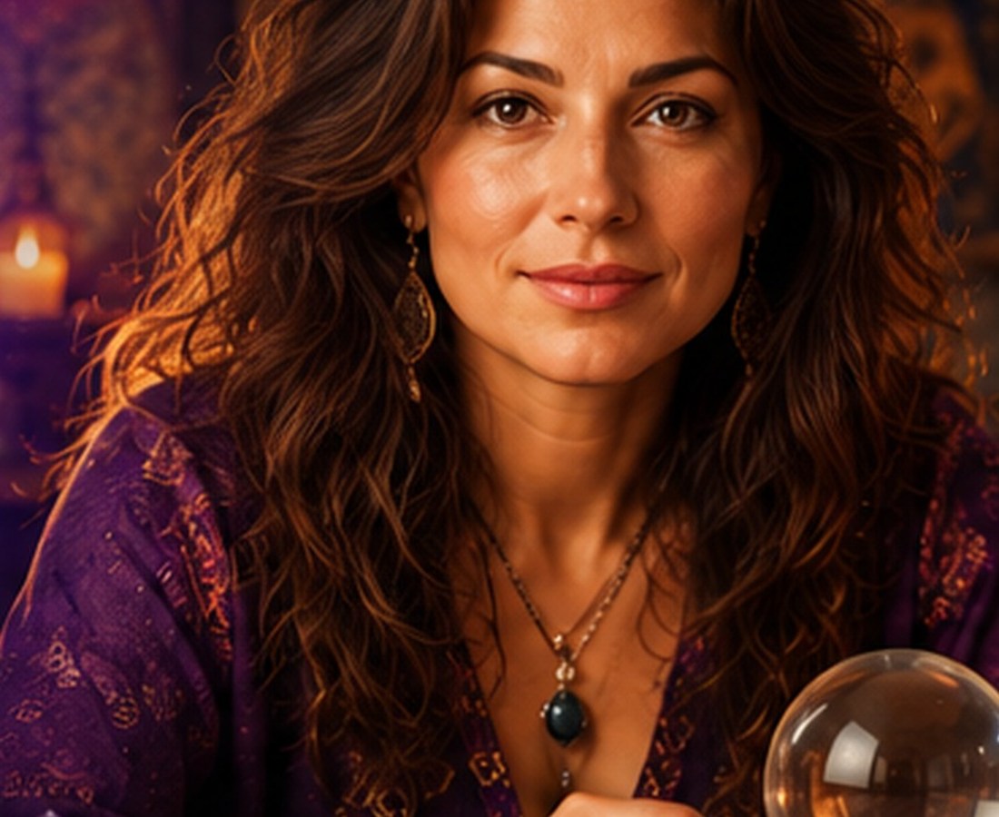 Female psychic reader with crystal ball